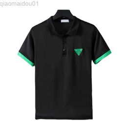 Men's T-Shirts 2023 Summer New Fashion Trend POLO Shirts Hong Kong Style Short-sleeved Loose Clothing Casual Tops Men's Splicing Colour T-shirts L230707