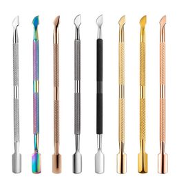 Nail Gel Scraper and Cuticle Pusher in Case Nail Art Tools, Stainless steel Nails Pusher Cuticle Remover Dead Skin Off Tool