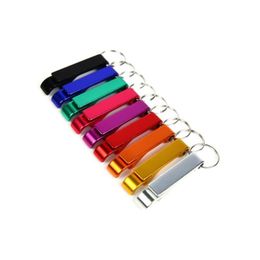 Openers Kitchen Tools Beer Bottle Opener Keychain Metal Aluminium Alloy Ring Bottles Tool Gear Beverage Custom Drop Delivery Home Gar Dhrf2