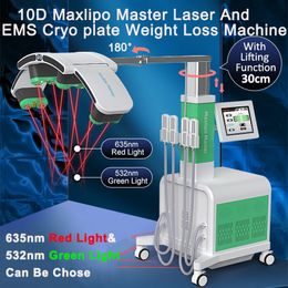 3 Technology Slimming Muscle Training 10D Lipolaser EMS Cryo Fat Reduction Body Shaping Red Green Light Laser Reduce Fat Beauty Equipment 635nm 532nm