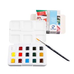 Painting Pens Van Gogh Solid Watercolour 15 Colour Set Packaging with Brush Palette Acuarelas Profesionales Artist Supplies 230706