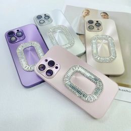 Designer Silicone Light Luxury Phone Case Square Button Rhinestone iPhone 14 13 12 Pro 11 14 Soft shell fall-proof phone case