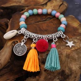 Странд браслет для женщин бохо, украшения ручной работы, многоцветные деревянные сплавные сплавные сплав