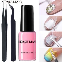 Nail Gel NICOLE DIARY Nail Polish Liquid Peel Off Tape Protect Varnish Antispill Latex Fast Dry Skin Care Nail Art Tweezer Protector 230706