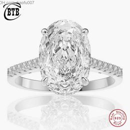 Solitaire Ring Solitaire Ring 100 925 Sterling Silver 9CT Oval Created Gemstone Engagement Rings Fine Jewelry Diamond for Women Z230710