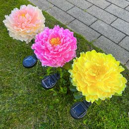 led solar peony ground lights Outdoor garden villa decoration lawn lights balcony landscape simulation flower lights