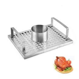 BBQ Tools Accessories BBQ grill Stainless Steel Beer Can Chicken Holder Roaster Grill Rack Barbecue Grill Basket Turkey Roasting Rack for Grill Smoker 230707