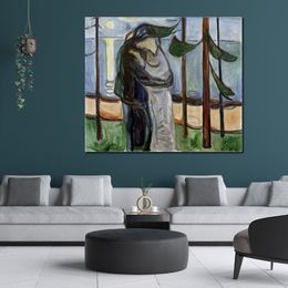 Abstract Figurative Canvas Art Kiss on The Beach Edvard Munch Painting Hand Painted Modern Wall Decor