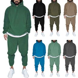 Men's Tracksuits Men's Tracksuit Jogger Sportswear Casual Sweatershirts Sweatpants Streetwear Pullover Solid Colour Fleece Hoodies Sports Suit 230707