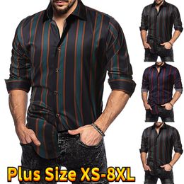 Men s Dress Shirts Striped Print Casual Everyday Shirt Classic Design Button Down Long Sleeve Slim Fit XS 8XL 230707