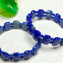 Strand Natural Lapis Lazuli Faceted Bangle String Charms Luxury Bracalet Fashion Personalised Men Women Holiday Gift 1PCS 10x14mm