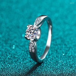 Cluster Rings 925 Sterling Silver D Color Moosanstone Wedding Ring Cubic Diamond Women's Premium Jewelry Promises Eternal Romantic F