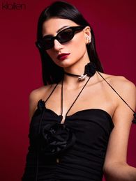 Capris Klalien Sexy Halter Camisole Women Wild Slim Solid Black Rose Crop Top Y2k Female Streetwear Night Club Wear Office Lady