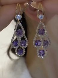 Fashion Accessories Purple Mist Fairy Water Drops Ear Buckle for Women 2023 New Trend Small and Fashionable High Sense Earrings Light Luxury and Elegant Earrings