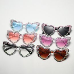 Sunglasses Heart Women Party Sun Glasses With Rhinestone Brand Designer Cat Eye Eyewear Retro Love Shaped UV400 Protect