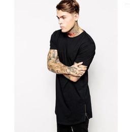 Men's Suits NO.2 A1129 Black Cotton T Shirts Tee Tops Man Clothing Extra Long Shirt For Male Brand