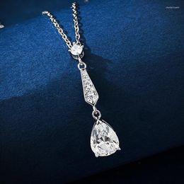 Chains S925 Silver 7 10 Water Drop Simulation Diamond White Necklace Pendant Women's Classic Simple Fashion Style