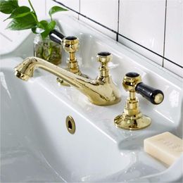 Bathroom Sink Faucets Widespead Basin Faucet Gold Classical Amercian Style Tap Luxury Mixer And Cold Shower Room