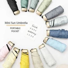 Umbrellas Mini Sun Umbrella Portable Rain Umbrella Black Coating Umbrella Pocket Sun Protection And Ultraviolet Protection Parasol UV50+