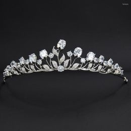 Hair Clips Cubic Zirconia Small Size Leaves Wedding Tiaras Crown For Little Flower Girl Jewellery HG7054