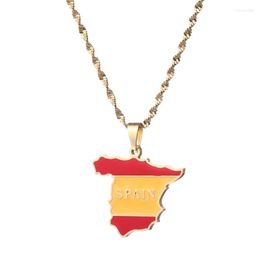 Pendant Necklaces Spain Map For Women Girls Silver Gold Color Spanish Jewelry Espagne