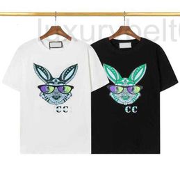 Men's T-Shirts Designer Men Tee t shirt Paris jump rabbit pattern short sleeve cotton women white black M-3XL 5UBO