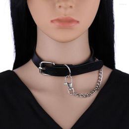 Choker Punk Chain Necklace Hip Hop For Women Girls Black Pu Leather Chockers Collar Goth Jewellery Gothic Fashion Accessories