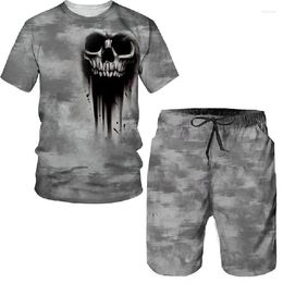 Men's Tracksuits Punk Skull 3D Print Oversize T-shirt/Shorts/Sets Sportswear Tracksuit Gothic Graphic Tee Tops Vintage Summer Male Suit
