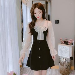 Casual Dresses Fairy Super Melting In The Spring And Autumn Of 2023 Female Fashion Gauze Spelling A Long-sleeved Dress