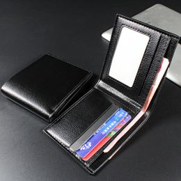 2022 Hot Selling New Men's Wallet Leather Black Short Slim Male Purses Money Credit Card Holders Money Bag