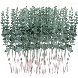 Decorative Flowers 72 Pcs Eucalyptus Stems Artificial Green 15 Inch Branches Faux Stem For Wedding Bouquet Home Decor