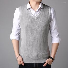 Men's Vests Korean Fashion Mens Vest Autumn Solid Colour Sweater Men Cashmere Sweaters Wool Pullover Man Sleeveless Jersey