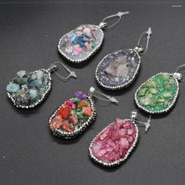 Pendant Necklaces Natural Druzy Agates Stone Rhinestone Charms Irregular Crystal Pendants For DIY Necklace Making Jewelry30x50-35x55mm