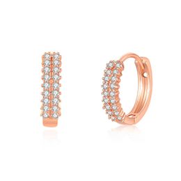 Huggie Hoop Clip on Earring Unisex Fashion Shiny Zircon Double Row with Diamond for Guys Women Girls White Gold Iced Out Cz Cubic Zirconia Piercing Earrings Jewellery