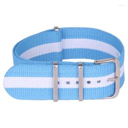 Watch Bands Man Women 22 Mm Strong Military Army Light Blue White Fabric Nylon Watchband Accessories Woven Strap Band Buckle 22mm