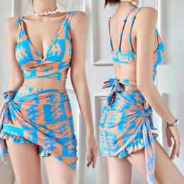 Women's Swimwear Bikini 2023 Women Swimsuit Three Pieces Bikinis Set Halter Cover Up With Skirts Bathing Suit Female Beach Biquini