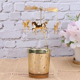 Candle Holders Glass Material Warm Atmosphere Rotating Design Table Decoration Tea Light Holder Tabel Centrepieces Mysterious