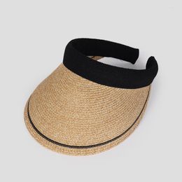 Wide Brim Hats Large Size Sun Hat For Women 2023 Summer Straw Woven Hollow Top Protection Resistant Big Visor Beach