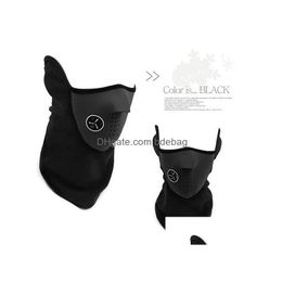 Cycling Caps Masks 3Pcs Neoprene Neck Warm Half Face Mask Winter Veil For Motorcycle Ski Snowboard Bicycle Drop Delivery Sports Ou Dha0T