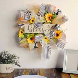 Decorative Flowers Artificial Wreath For Bees Festival Simple Sunflower Garland Ornament Home Decoration