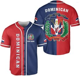 Men's T Shirts Dominican Half & Customise Your Name Baseball Jersey Shirt 3D Printed Casual Hip Hop Tops