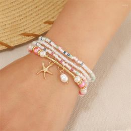 Charm Bracelets Bohemian Rice Beads Starfish Pendant Bracelet Set For Women Summer Beach Sea Shell Tassel Adjustable Party Jewellery