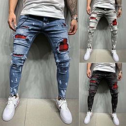 Men's Jeans Plus Size S-3XL Men Ripped Spring Autumn Fashion Casual Washed Hole Slim Skinny Pencil Long Denim Pants Hip Hop Streetwear