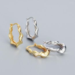 Hoop Earrings 1Pcs 925 Sterling Silver Irregular Earring For Women Vintage Classic Silver/Gold Bohemian Jewellery