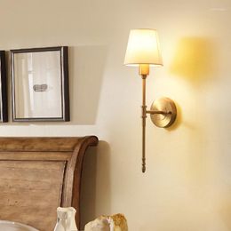 Wall Lamp Nordic Rural LED Modern Minimalist Livingroom Balcony Bedroom Bedside Single Arm Aisle American Copper Light
