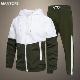 Men's Tracksuits Spring Autumn Men Tracksuit Casual Set Male Joggers Hooded Sportswear JacketsPants 2 Piece Sets Hip Hop Running Sports Suit 5XL 230707