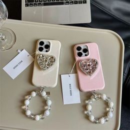 Designer silicone phone case Rhinestone Heart Leather chain iPhone 14 13 12 Pro 11 14 Soft shell Fall protection case