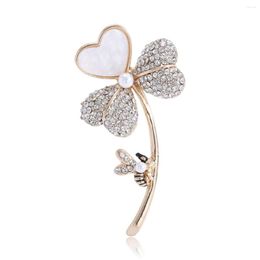 Brooches Rhinestone Flower Bee On Tree Leaves Clover Pearl Pin Women's Garment Clothing Dress Fashion Jewellery Accessories