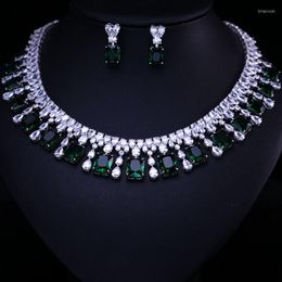 Necklace Earrings Set 4 Color Select Luxury Better Cubic Zircon Clear Heavy Dinner Jewelry Wedding Bridal Dress Accessories