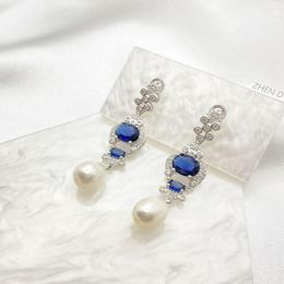 Dangle Earrings ZHEN-D Jewellery Natural High Quality Great Size Freshwater Pearls Cubic Zirconia Gorgeous Gift For Women Girlfriend Wife